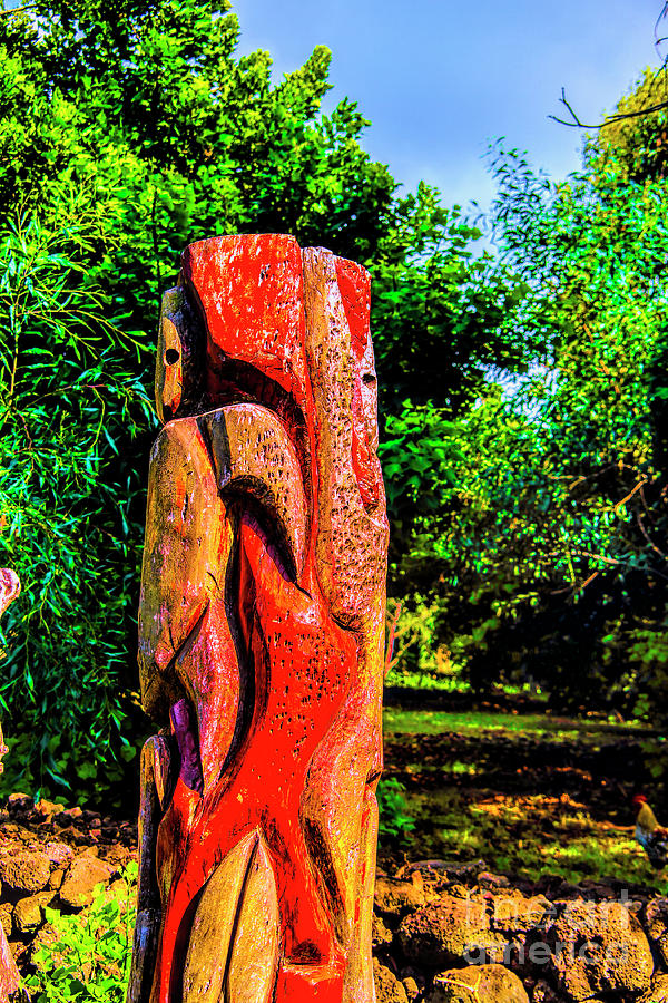 Red Moai Carving Photograph by Rick Bragan