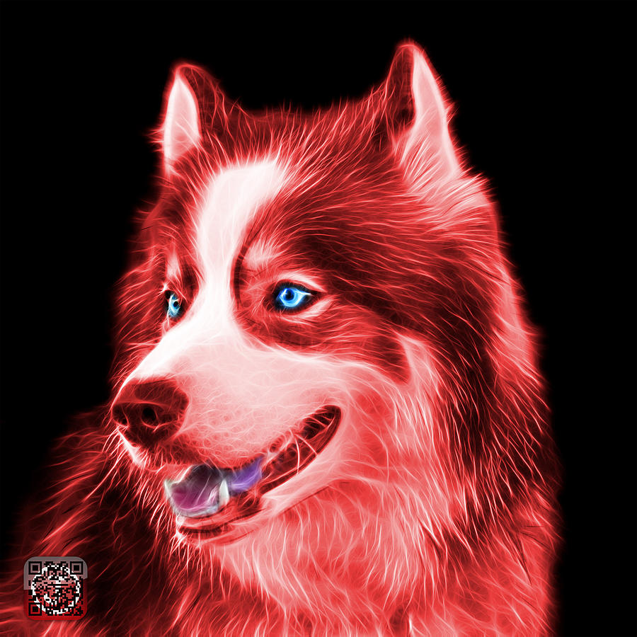 Red Modern Siberian Husky Dog Art - 6024 - BB Painting by James Ahn