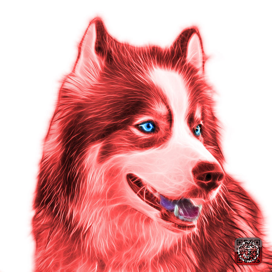 Red Modern Siberian Husky Dog Art - 6024 - WB Painting by James Ahn