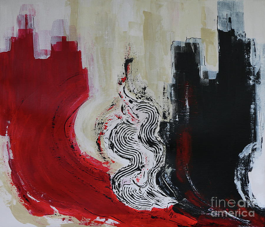 Red Moon IV - Abstract Painting Painting by Christiane Schulze Art And Photography