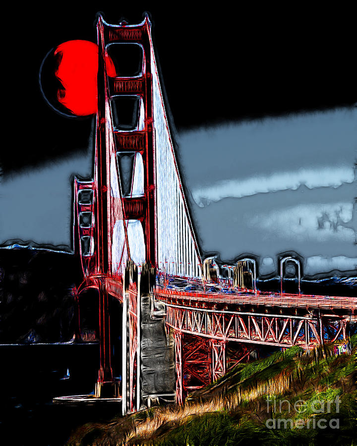 Red Moon Over The Golden Gate Bridge Photograph by Wingsdomain Art and Photography