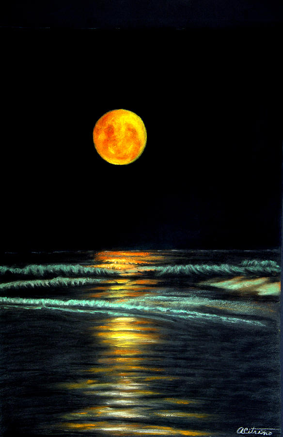 Red Moon Rising Pastel by Antonia Citrino