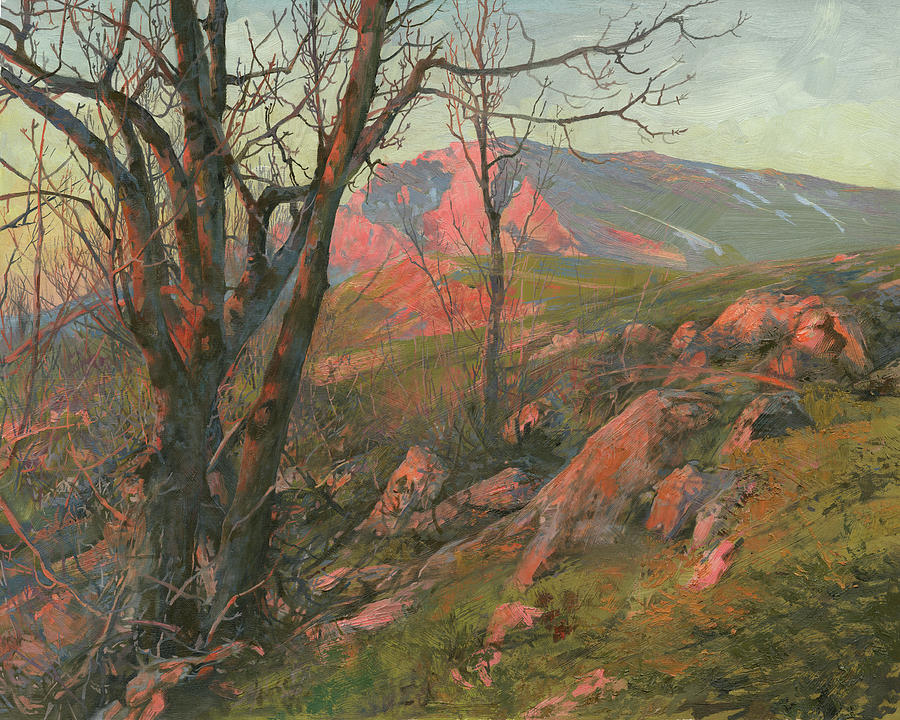 Spring Painting - Red Morning on the Chatir-Dag in May  by Denis Chernov