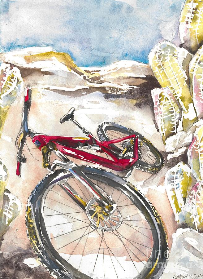 Red Mountain Bike Painting by Norah Daily