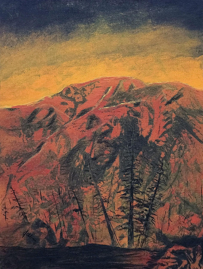 Landscape Painting - Red Mountain Fire by Jennifer Chlarson