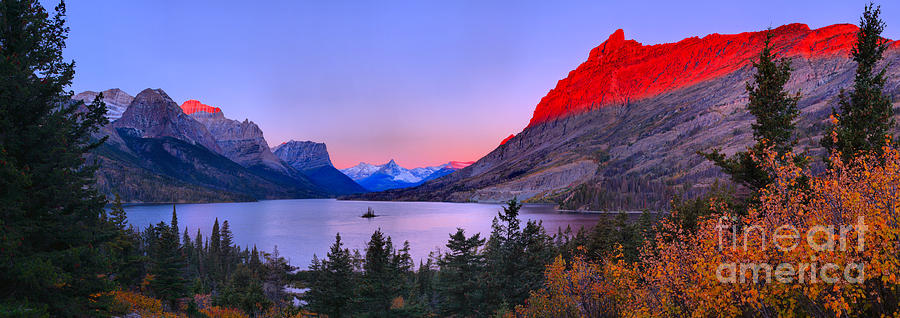 Red Mountain Glow Over St Mary Panorama Photograph by Adam Jewell