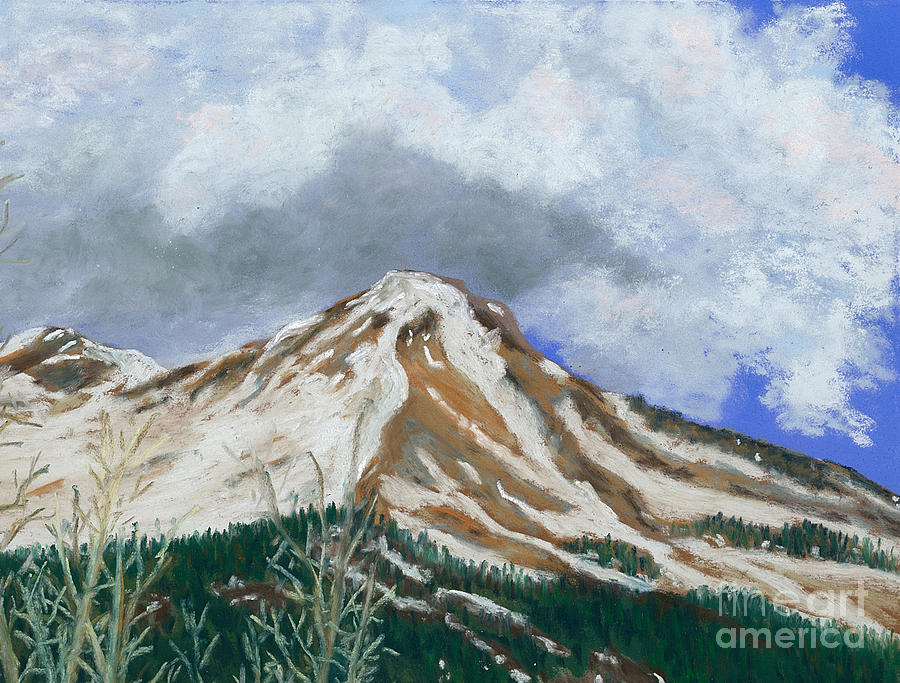 Red Mountain in Snow Pastel by Ginny Neece