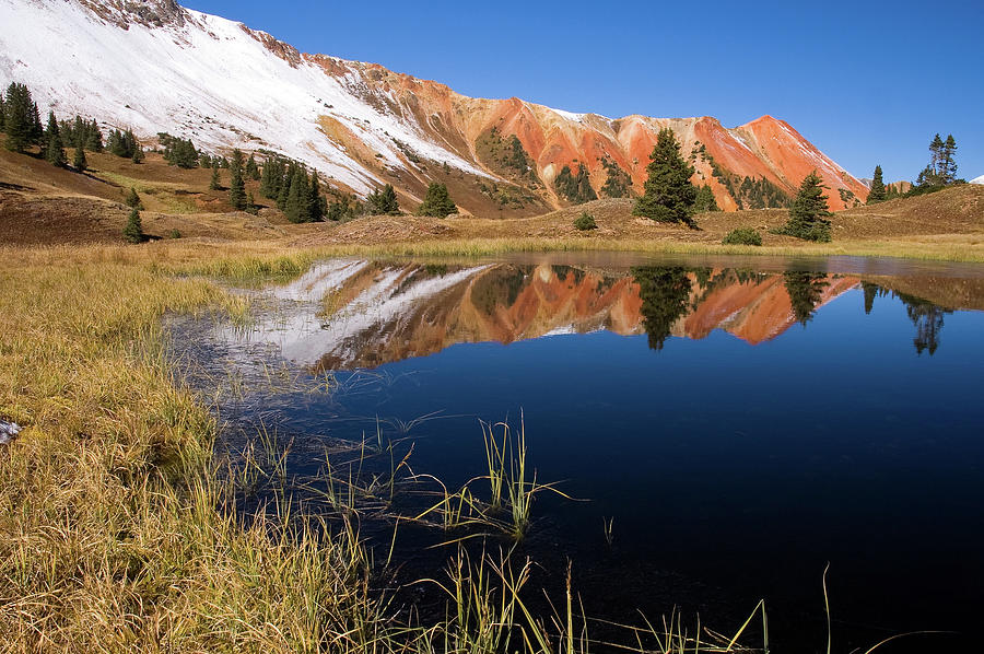Red Mountain Reflection Photograph by Steve Stuller