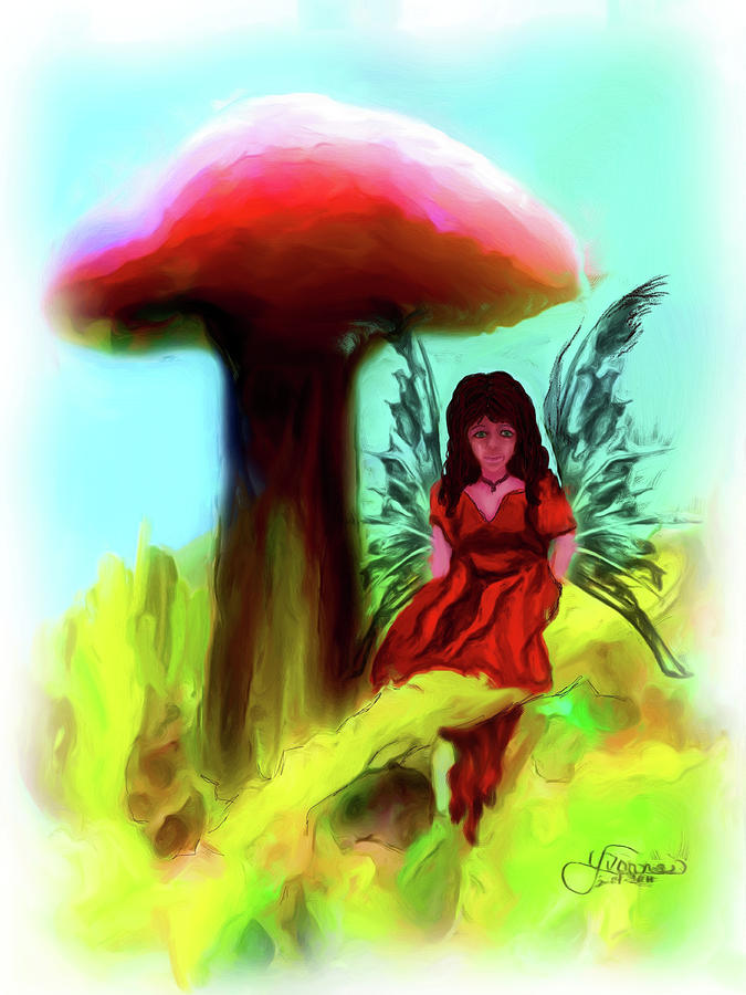 Mushroom Painting - Red Mushroom Fairy by Darlene Bell