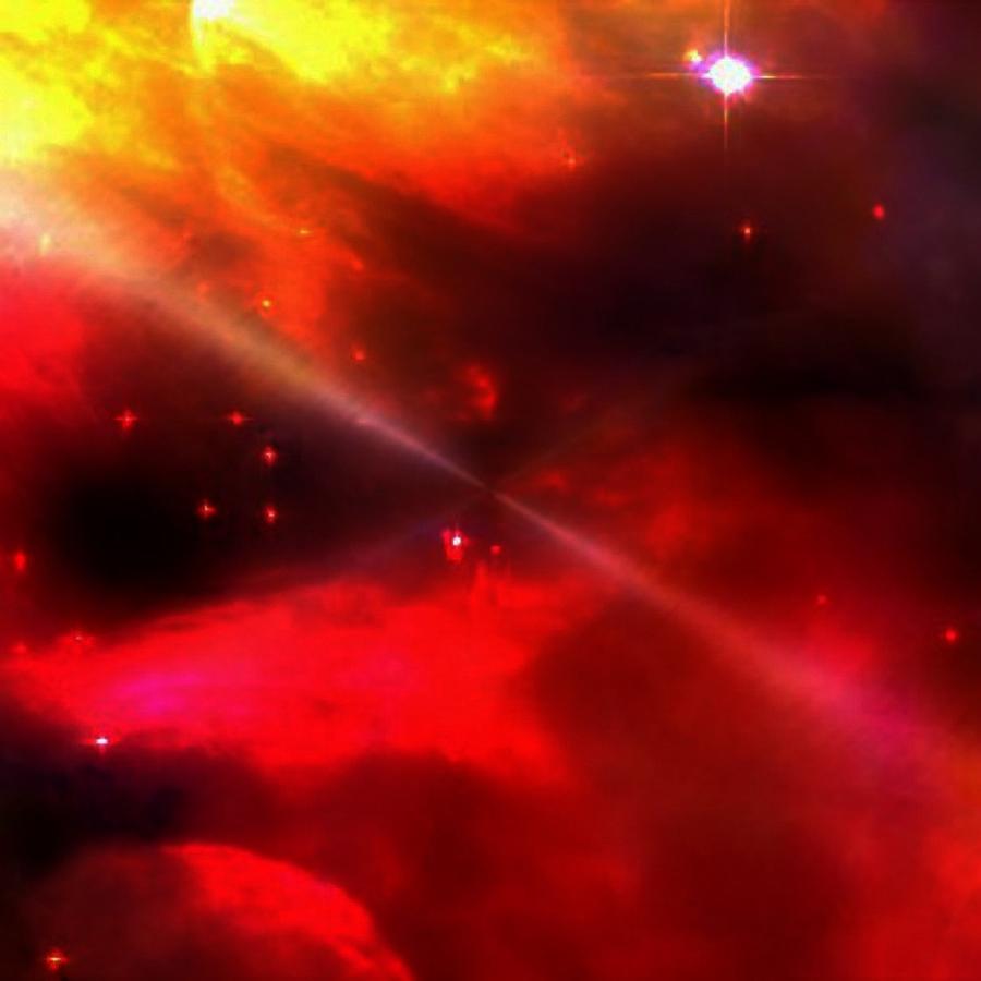 Space Digital Art - Red Nebula by Rachel Fowler-keene