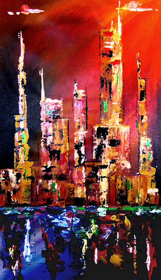 Red Nights Painting by Tom Fedro
