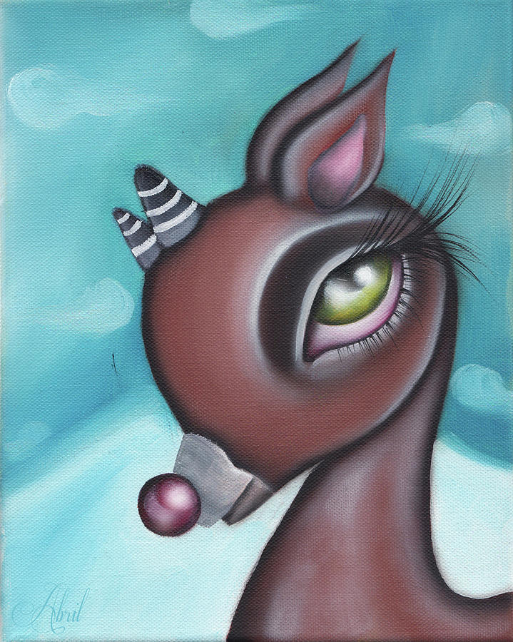 Red nose reindeer  Painting by Abril Andrade