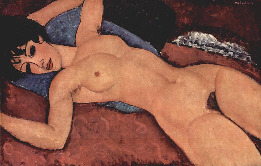 Red Nude Painting by Amedeo Modigliani