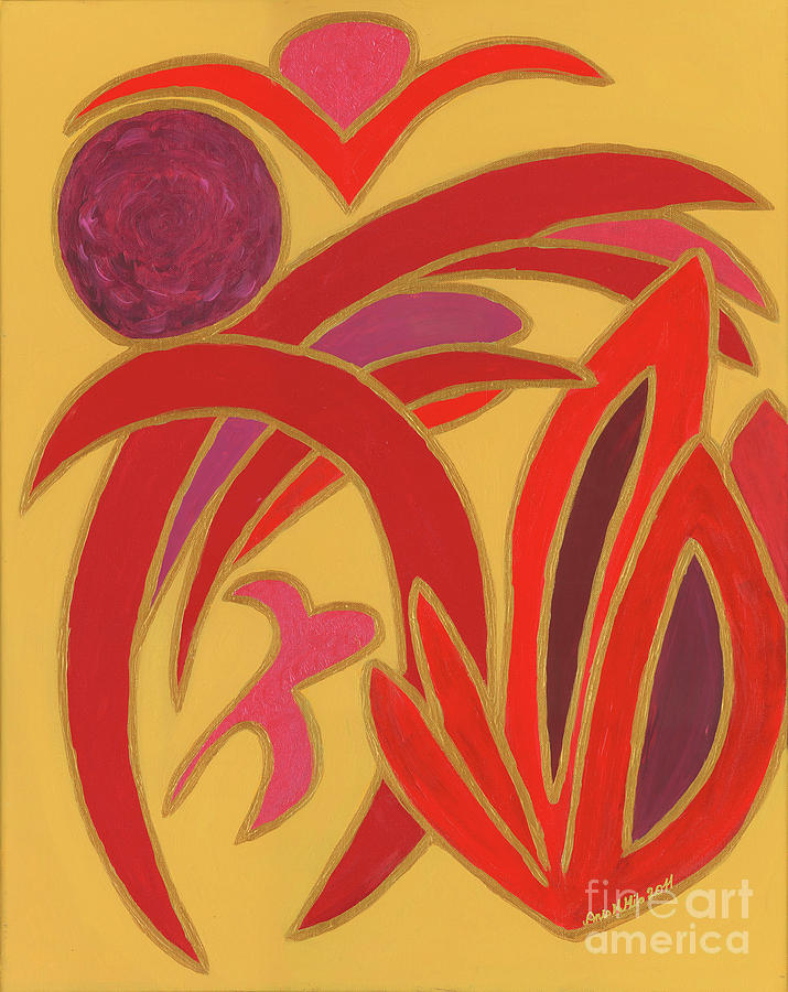 Red on Gold II Painting by Ania M Milo