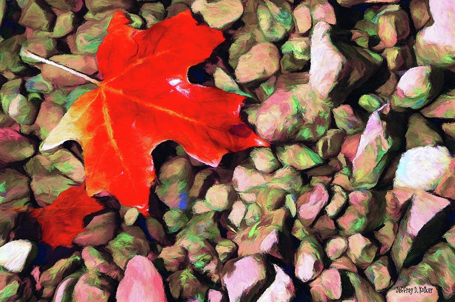 Fall Painting - Red on the Rocks by Jeffrey Kolker