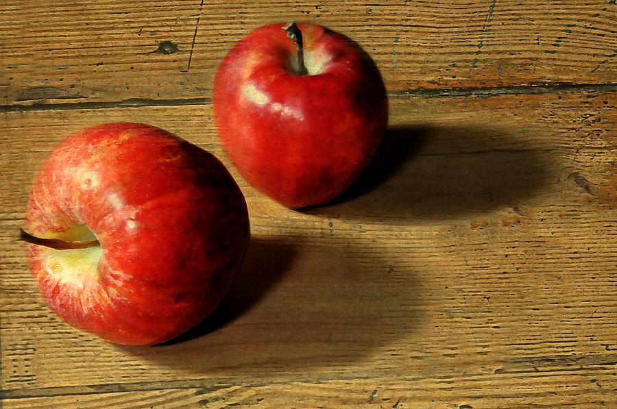 Apple Photograph - Red on Wood by Diana Angstadt