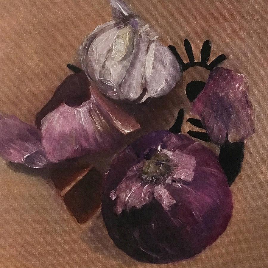 Red Onion Garlic Painting Painting