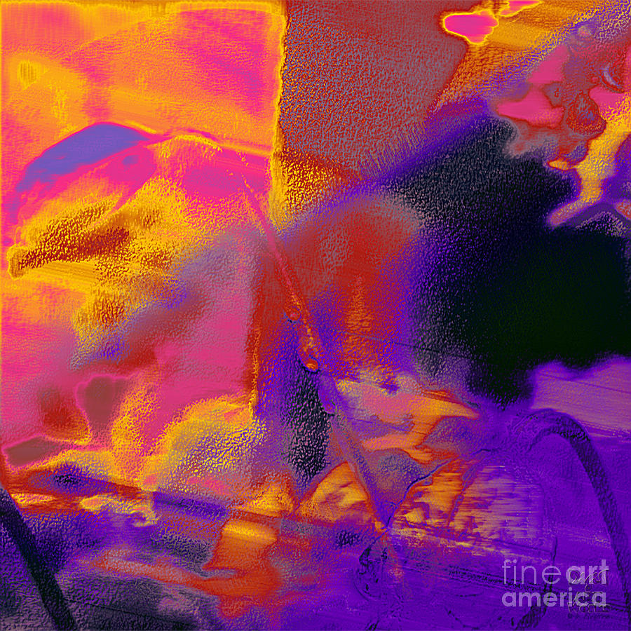 Red Orange Purple Abstract Digital Art by Dee Flouton