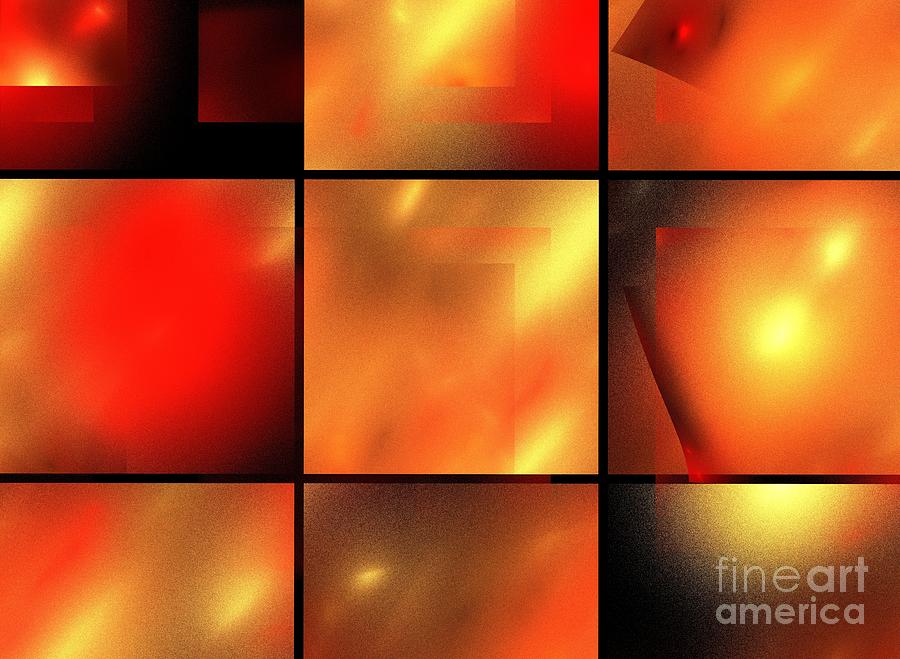 Abstract Digital Art - Red Orange Shimmer by Kim Sy Ok