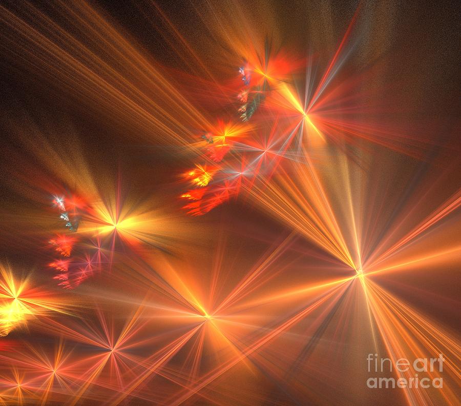 Abstract Digital Art - Red Orange Wishes by Kim Sy Ok