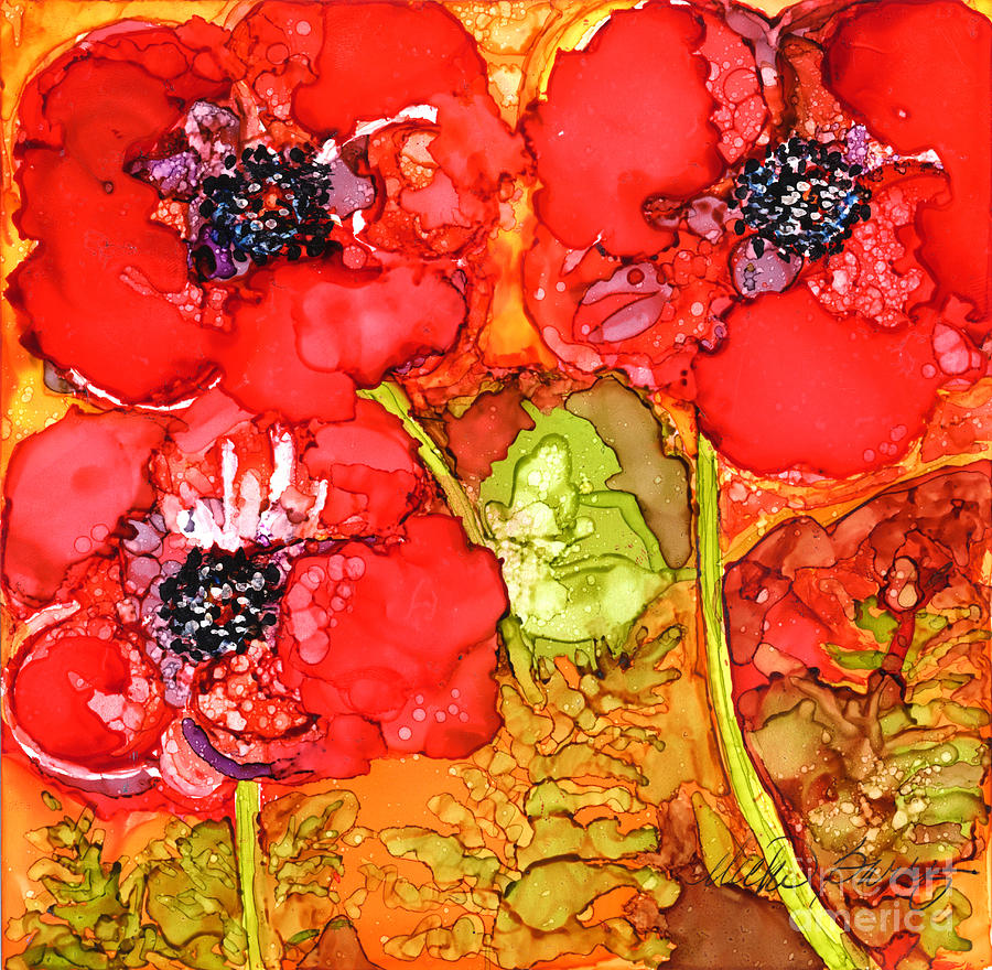 Red Oriental Poppies Painting by Vicki Baun Barry