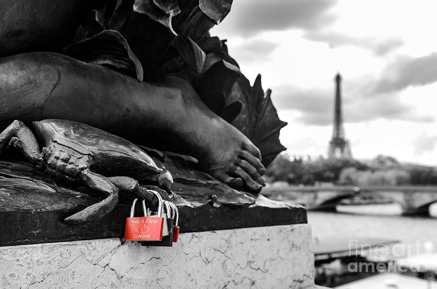 Red Padlocks in Paris Photograph by Paul Warburton