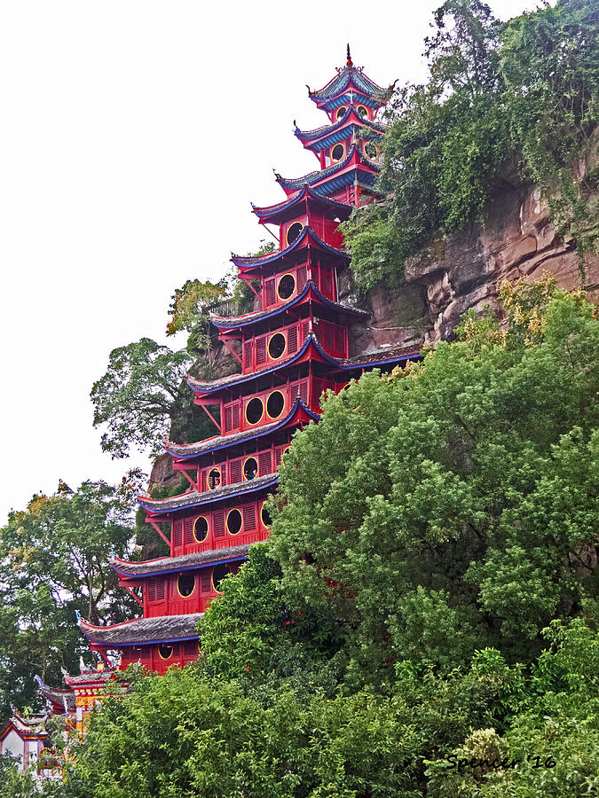 Red Pagoda Photograph by T Guy Spencer