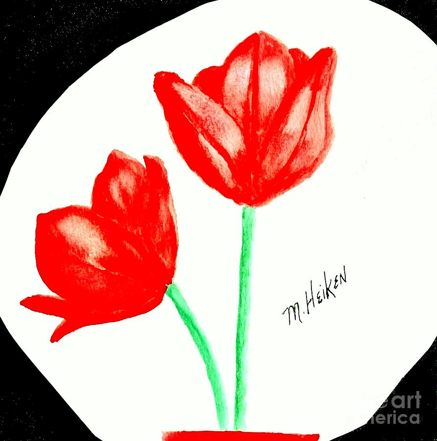 Red Painted Tulips Painting by Marsha Heiken