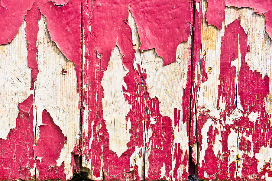 Abstract Photograph - Red painted wood  by Tom Gowanlock