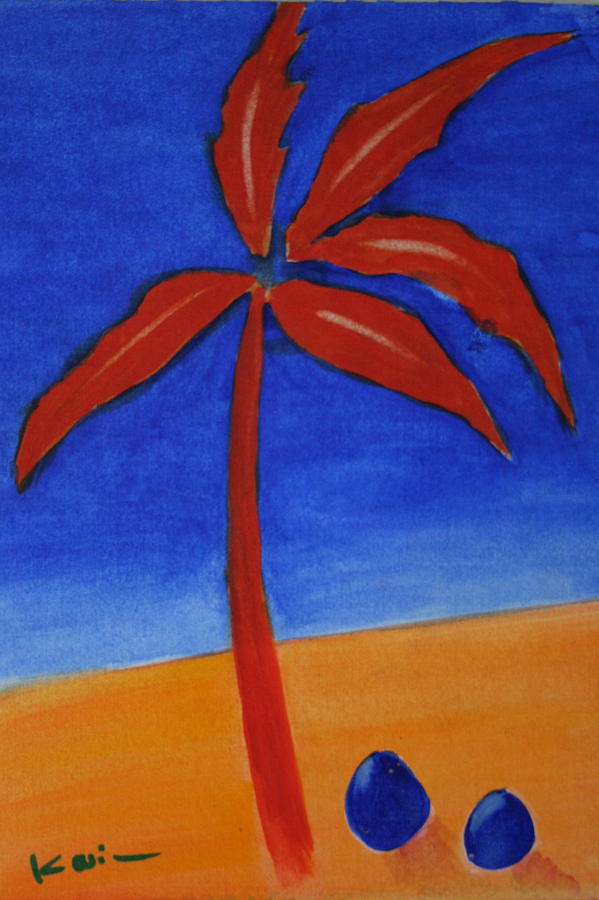 Red Palm Greeting Card by Karin Eisermann