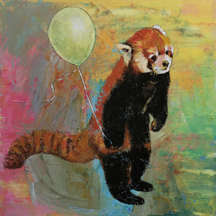 Wildlife Painting - Red Panda Balloon by Michael Creese