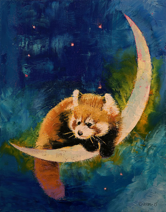 Red Panda Moon Painting by Michael Creese