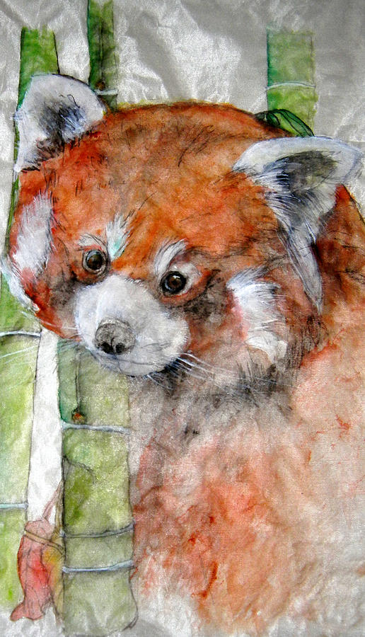 Red Panda Portrait Painting by Debbi Saccomanno Chan