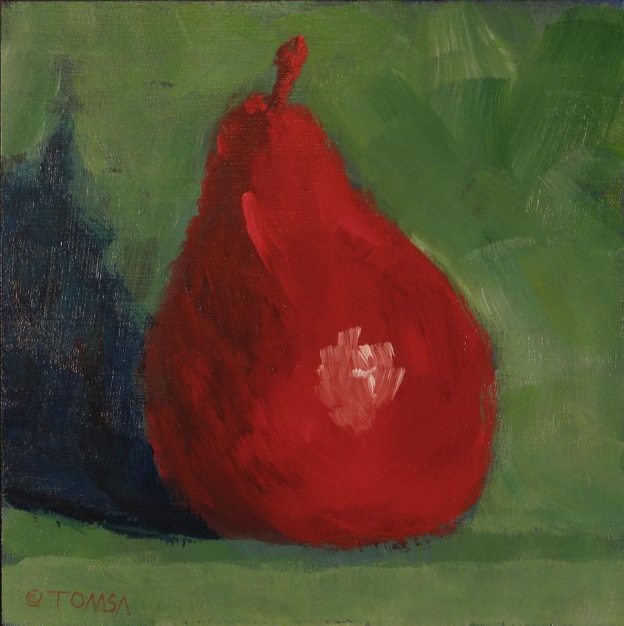 Red Pear  Painting by Bill Tomsa