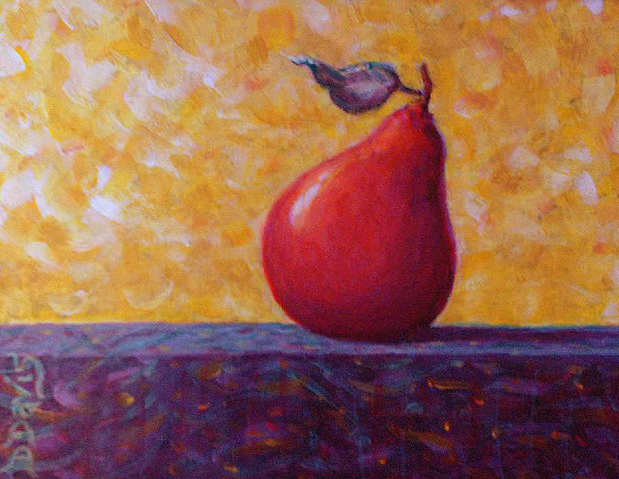 Still Life Painting - Red Pear by Dee Davis