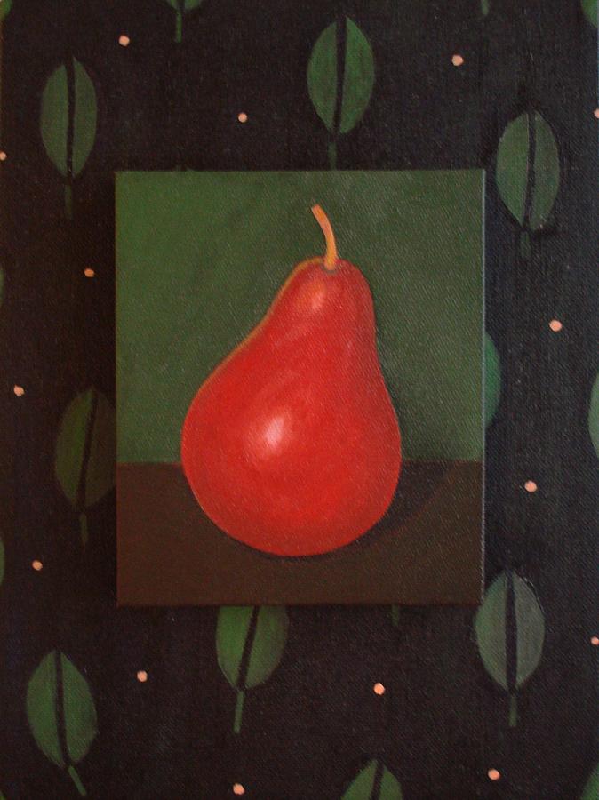 Red Pear Painting by Helena Tiainen