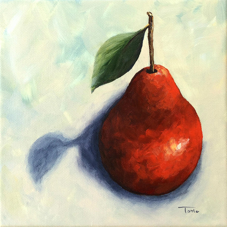 Still Life Painting - Red Pear in the Spotlight by Torrie Smiley