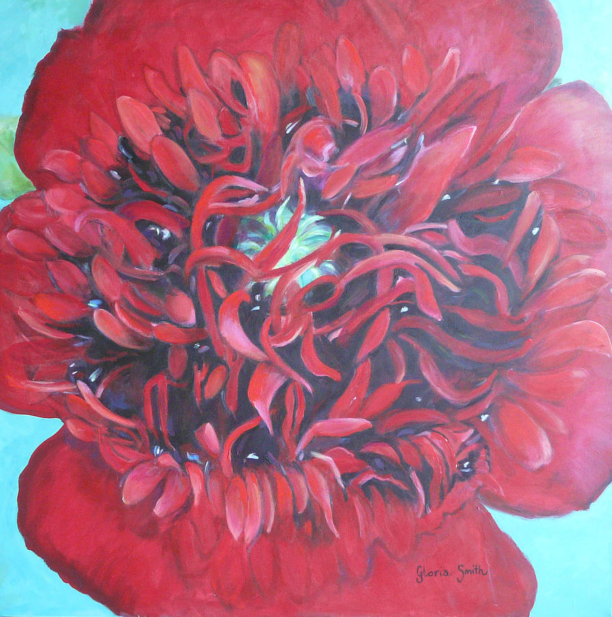 Red  Peonie Painting by Gloria Smith