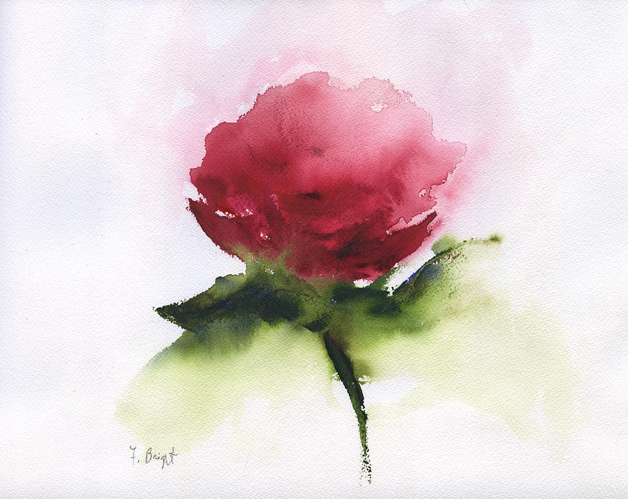 Red Rose Abstract Painting by Frank Bright