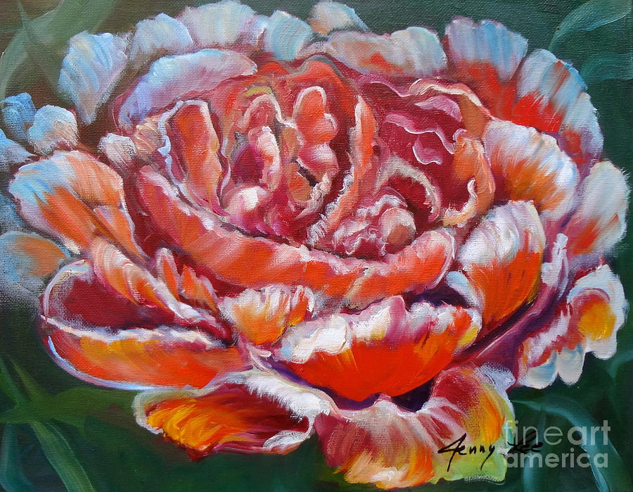 Red Peony Painting by Jenny Lee