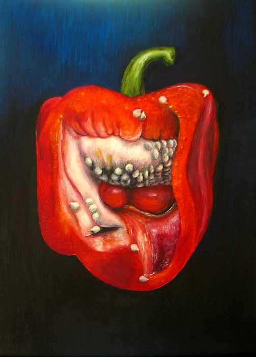 Fruit Painting - Red Pepper oil painting by Natalja Picugina