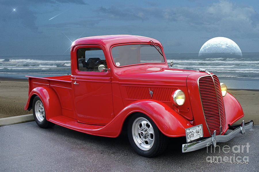 Red Pickup on the Oregon Coast Photograph by Randy Harris