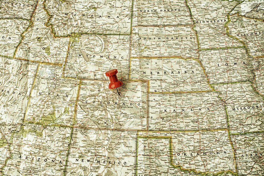 Red Pin On Denver Photograph