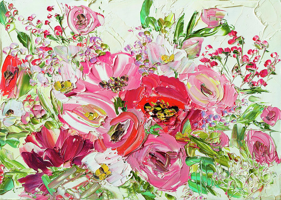 Red Pink Wild Flowers Bouquet Painting by Marina Matkina - Fine Art America