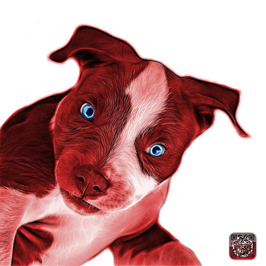 Red Pitbull Dog Art 7435 - Wb Painting by James Ahn