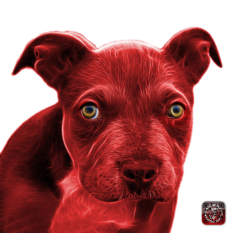 Red Pitbull puppy pop art - 7085 WB Painting by James Ahn