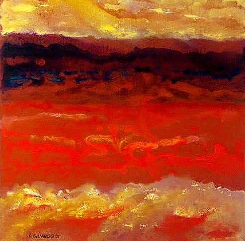 Abstract Painting - Red Planet by Lou Cicardo