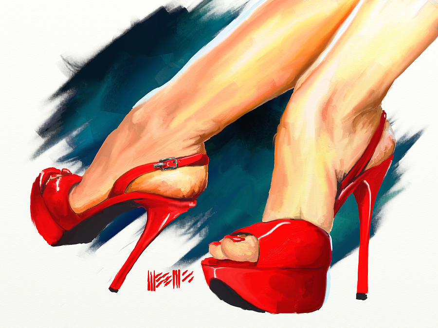 High Heels Painting - Red Platforms by Dillan Weems High Heels Painting - Red Platforms by Dillan Weems