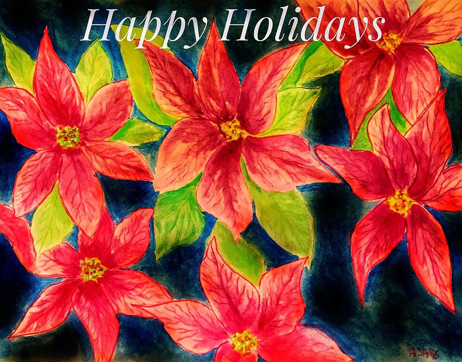 Red Poinsettias Painting by Anne Sands