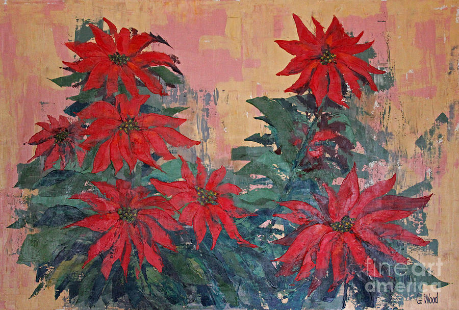 Red Poinsettias by George Wood Painting by Karen Adams